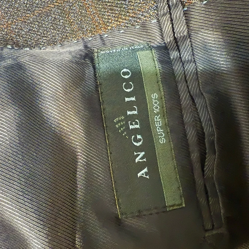 Joseph Abboud Blue Plaid suit jacket Angelico Super 100s Wool medium